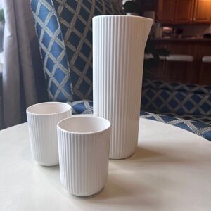 Coffee or tea carafe decanter pitcher and cups modern ceramic